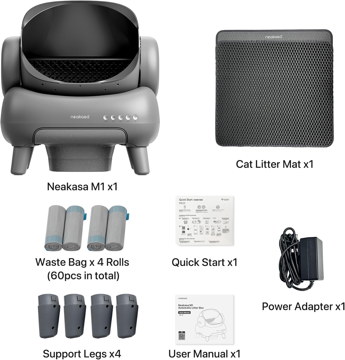 Neakasa M1 Open-Top Automatic Self-Cleaning Cat Litter Box shown in a modern home setting. The litter box features a spacious open-top layout designed to help cats feel comfortable while maintaining a low-stress environment. The design includes a sealed waste compartment for strong odor control and a quiet automated cleaning cycle that helps reduce daily scooping. The unit connects to a mobile app for usage tracking, cleaning reports, and reminders. Suitable for one or multiple cats, this automatic litter b